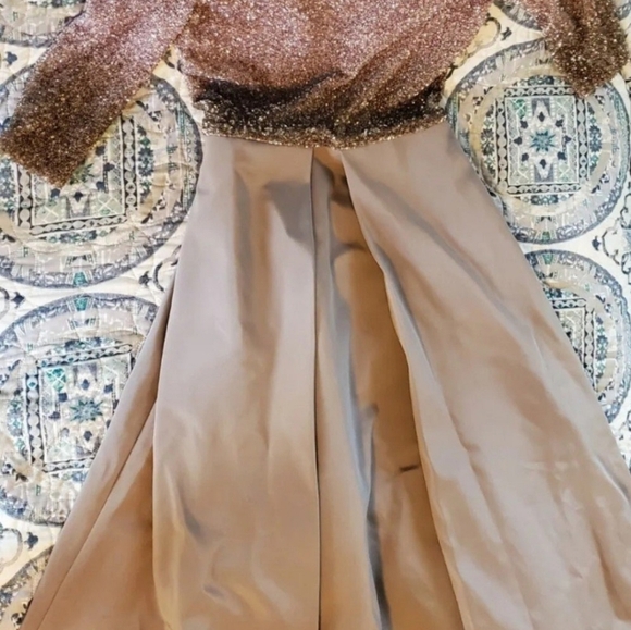 Pamella Roland Illusion Sequin & Faille A Line Gown - Picture 8 of 9